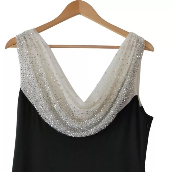 Cachet Cowl Neck Drape Column Gown Black Sleeveless Embellishment - Picture 6 of 8